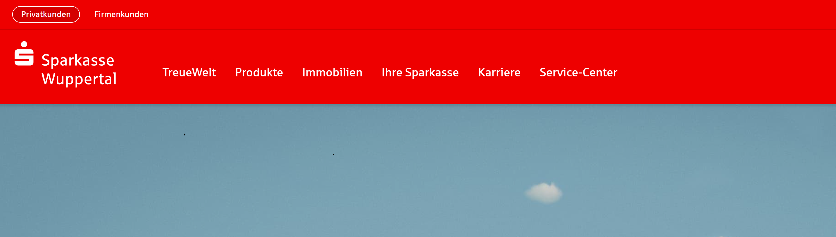 Screenshot Stadtsparkasse Wuppertal Website